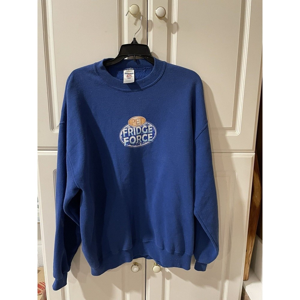 Pet Fridge Force Vintage Jerzees Sweatshirt Mens Large Blue Classic Ice Cream